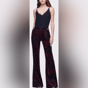 L'agence Lane Flared Trouser in Black & Red Medallion Paisley, sz 12